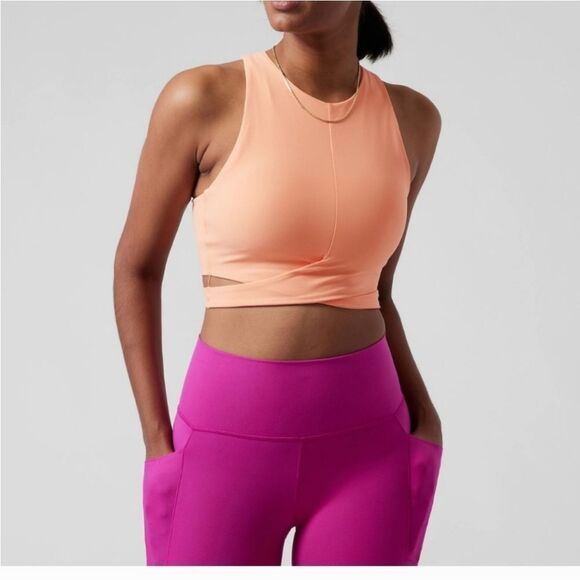 Athleta Tops - NWT Athleta Conscious Crop Cut Out Bra D-DD "Bright Peach"